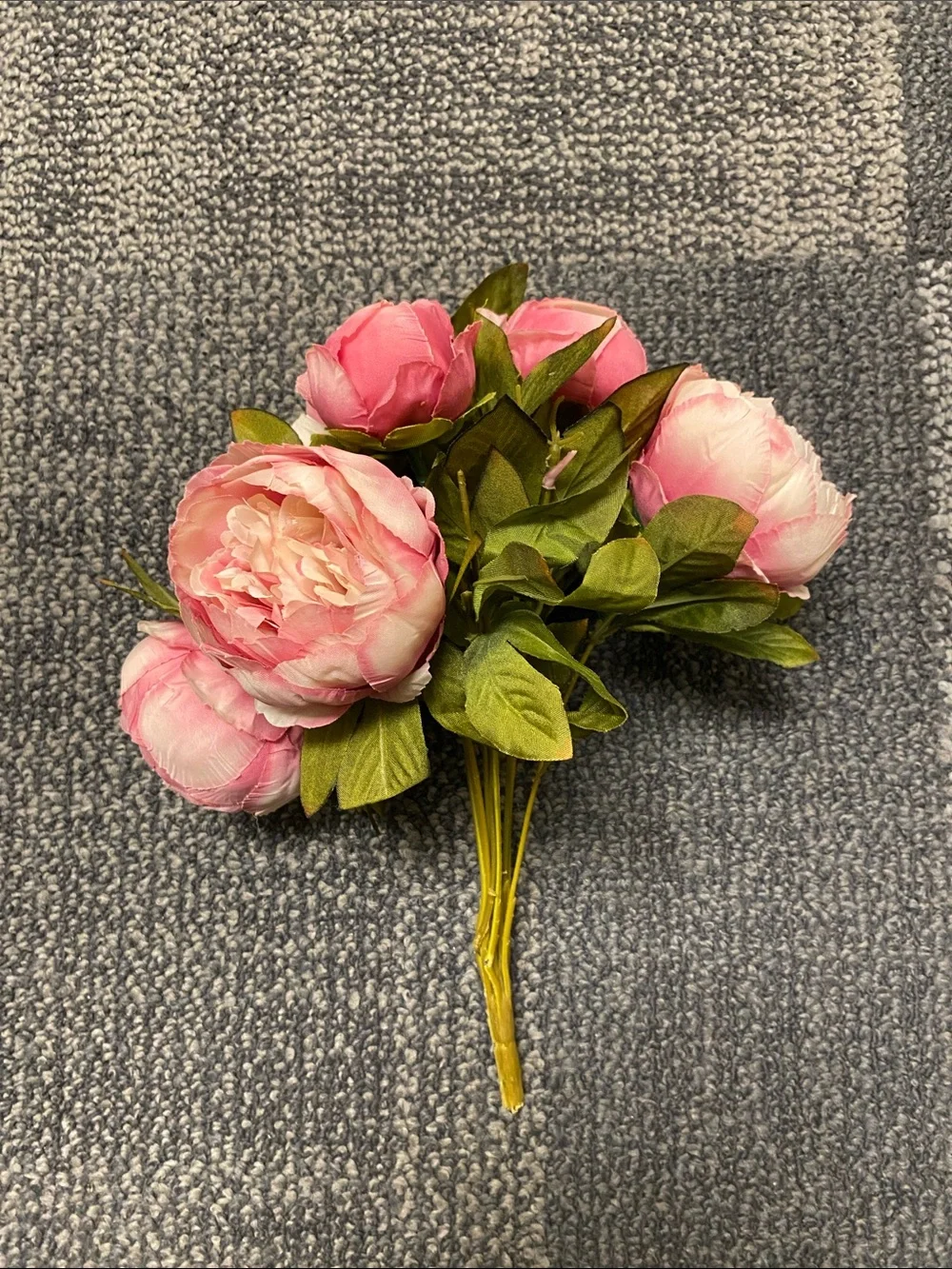 Faux Peony Bouquet Pink and White